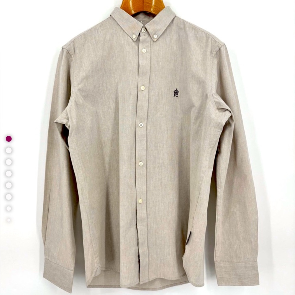 Oxford Shirt NWT French Connection - Stone Grey Button Long Sleeve, Medium